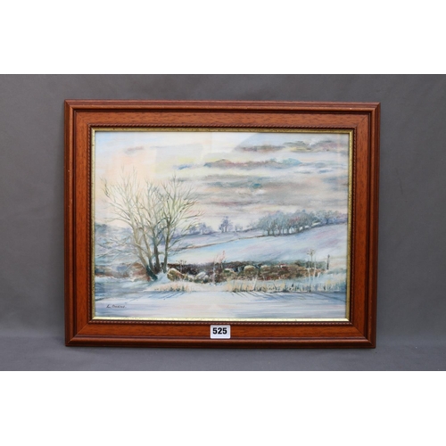 525 - LINDA OWENS (Bo'Ness artist), Frozen Canal at the Park Bistro by Linlithgow, oil on board, signed lo... 