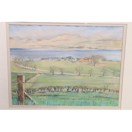 530 - LINDA OWENS, Drum Farm Bo'Ness, pastel drawing, signed lower right, 28cm x 38cm and another. (2)