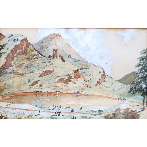 535 - CAIRNS, loch scene with figures, Duddingston? watercolour, signed and dated 1878 lower left, 15cm x ... 