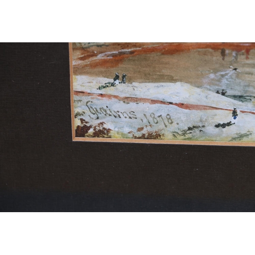 535 - CAIRNS, loch scene with figures, Duddingston? watercolour, signed and dated 1878 lower left, 15cm x ... 