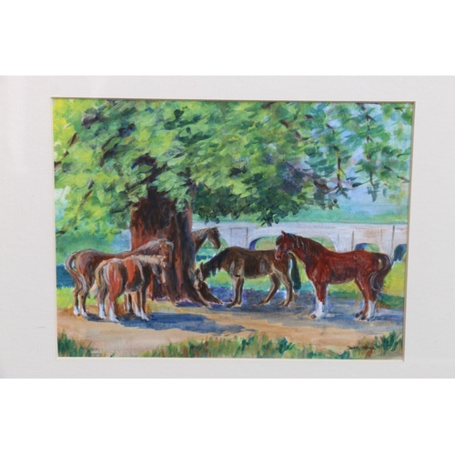 536 - DORIS ALLAN, The Shade Seekers at Mauldsley, acrylic, signed lower right, 16cm x 22cm and three othe... 