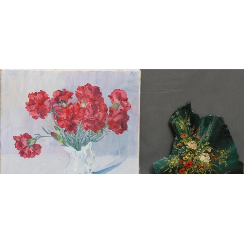 540 - JEAN C RODGER, Fancy Jug, oil on canvas, signed lower right, 25cm x 30cm, also LILLIAS BLACKIE of We... 