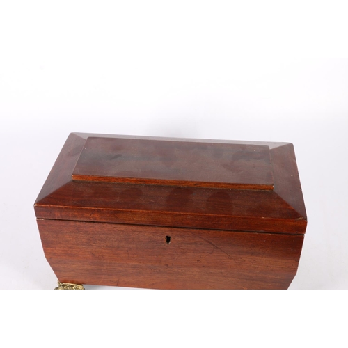 1 - Victorian mahogany tea caddy of sarcophagus form, 27cm.