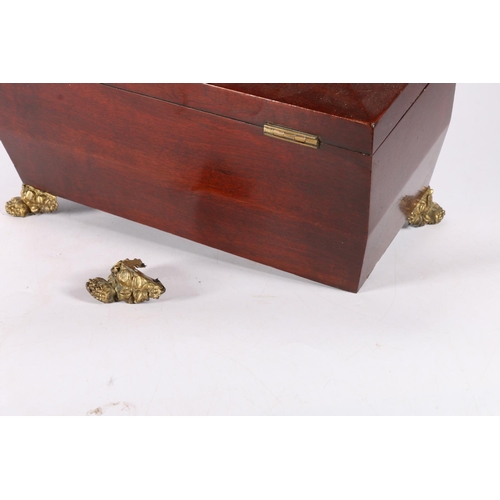 1 - Victorian mahogany tea caddy of sarcophagus form, 27cm.