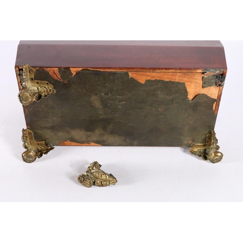 1 - Victorian mahogany tea caddy of sarcophagus form, 27cm.