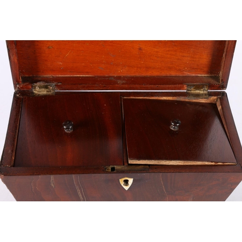 2 - Victorian mahogany tea caddy of sarcophagus form, 24.5cm.