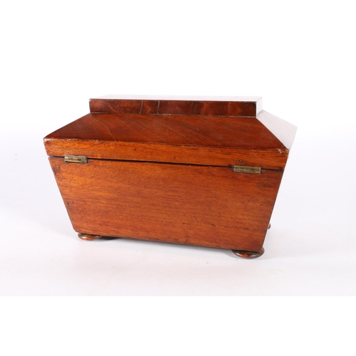 2 - Victorian mahogany tea caddy of sarcophagus form, 24.5cm.