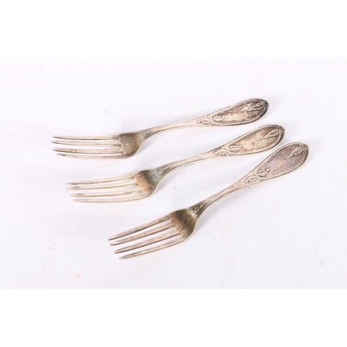 352 - Set of three white metal table forks, R Smith, 148g.