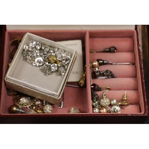 373 - Costume jewellery, and a jewellery chest and contents.