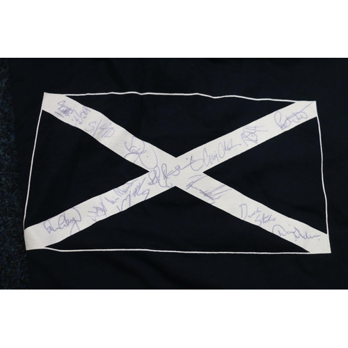 75M - Scotland rugby shirt bearing signatures to St Andrews cross on reverse.