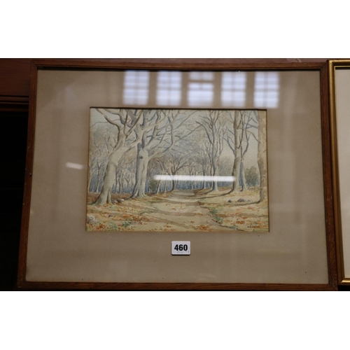 460 - A EDGAR, forest in winter, watercolour, signed lower right, 21cm x 31cm, 