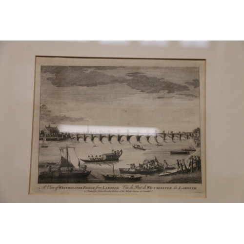 461 - Antique engraving of Westminster Bridge from Lambeth, printed for John Bowles and Sons, 17cm x 24cm.... 