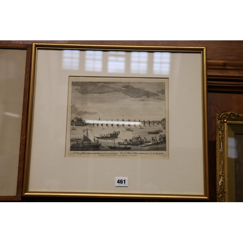 461 - Antique engraving of Westminster Bridge from Lambeth, printed for John Bowles and Sons, 17cm x 24cm.... 