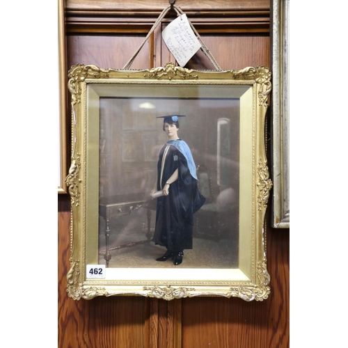 462 - Early 20th century overpainted photographic portrait of a female graduate, 28cm x 23cm, in gilt fram... 