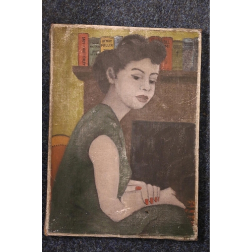 464 - 20TH CENTURY SCHOOL, portrait of a lady, oil on canvas, unsigned, 35cm x 25cm. 