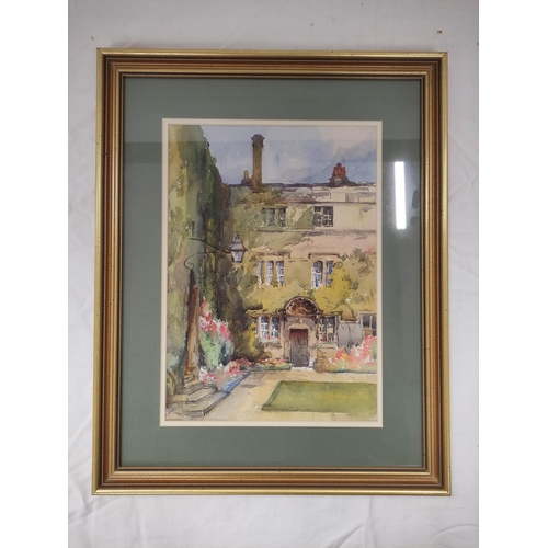 166 - Wilhemena Mary Gresley (British 1853-1933).'The Principal's House, Jesus College, Oxford'.Watercolou... 