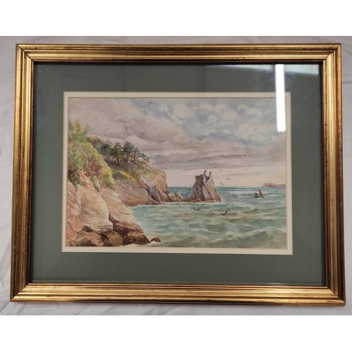 175 - Wilhemena Mary Gresley (British 1853-1933).'Saddle Rock, Torquay'.Watercolour.16.5cm x 24cm.Signed a... 