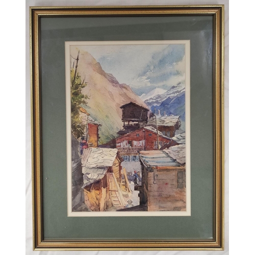 179 - Wilhemena Mary Gresley (British 1853-1933).'By the Wayside, Nr Zermatt, Switzerland'.Watercolour.24c... 