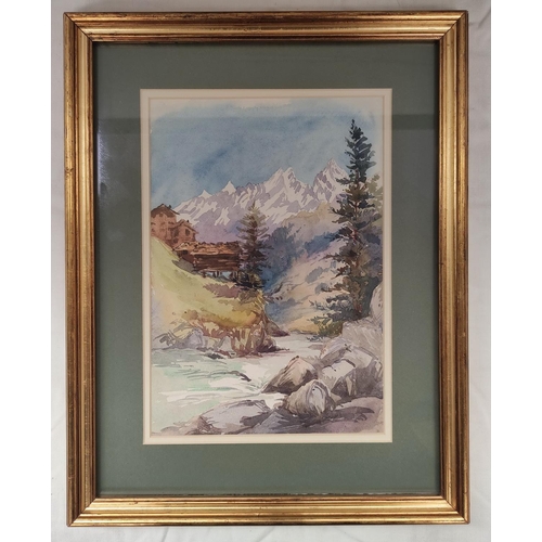 182 - Margaret Morewood Gresley (British 1867-1947).'Chalet Esse, Champery'.Watercolour.24cm x 16.5cm.Also... 