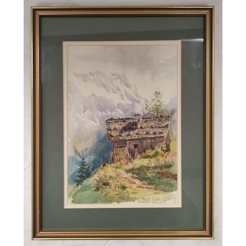 182 - Margaret Morewood Gresley (British 1867-1947).'Chalet Esse, Champery'.Watercolour.24cm x 16.5cm.Also... 