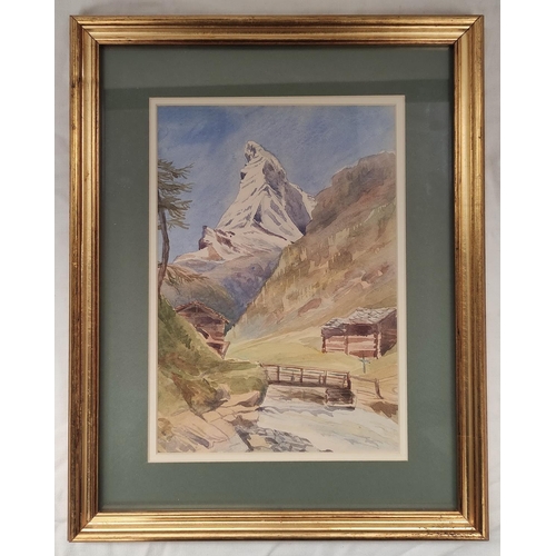 183 - J B Gresley (British).'In the Woods Above Murren, Ebnefluh'.Watercolour.24cm x 16.5cm.Also two other... 