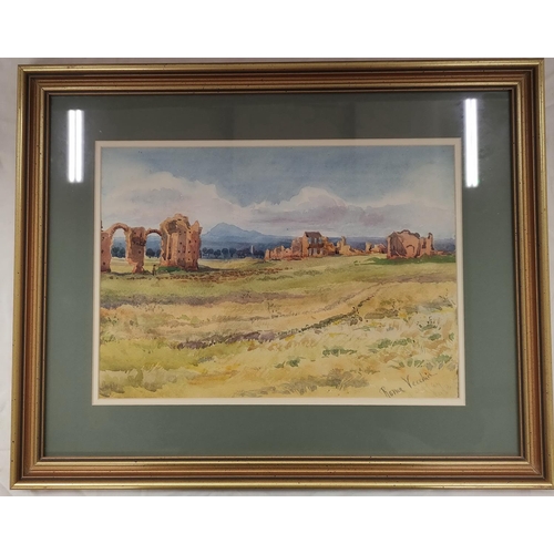 184 - Margaret Morewood Gresley (British 1867-1947).'Roma Veccia, Campagnia, Italy'.Watercolour.24cm x 34c... 