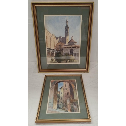 185 - Wilhemena Mary Gresley (British 1853-1933).'St Croce, Florence, Italy'.Watercolour.34cm x 24cm.Signe... 