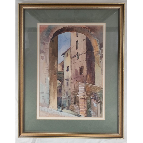 185 - Wilhemena Mary Gresley (British 1853-1933).'St Croce, Florence, Italy'.Watercolour.34cm x 24cm.Signe... 