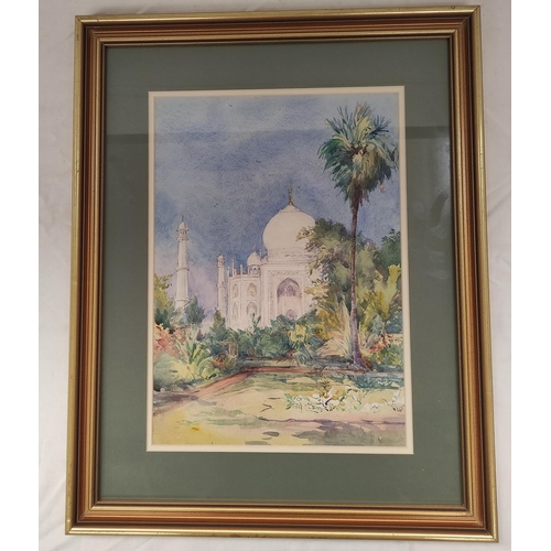 186 - Wilhemena Mary Gresley (British 1853-1933).'The Taj Mahal'.Watercolour.34cm x 24cm.Signed with initi... 