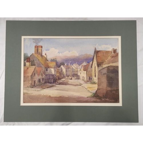 195 - Margaret Morewood Gresley (British 1867-1947).'A Village Street, Herefordshire'.Watercolour.20cm x 3... 