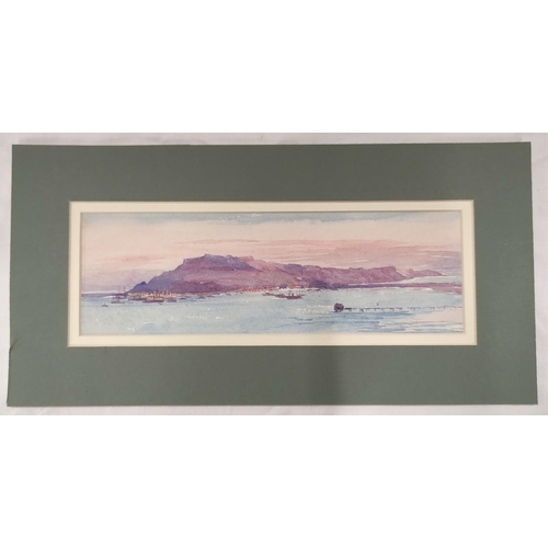 196 - Wilhemena Mary Gresley (British 1853-1933).'Portland Bill, Weymouth'.Watercolour.7.5cm x 24cm.Also a... 