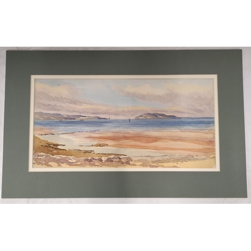 196 - Wilhemena Mary Gresley (British 1853-1933).'Portland Bill, Weymouth'.Watercolour.7.5cm x 24cm.Also a... 