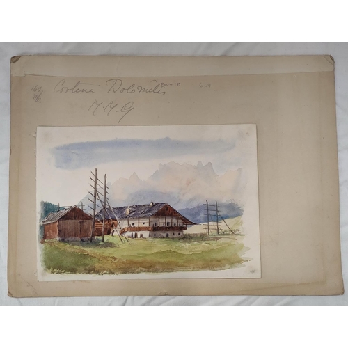 199 - Margaret Morewood Gresley (British 1867-1947).'Cortina d'Ampezzo, Dolomites'.Watercolour.17.5cm x 25... 