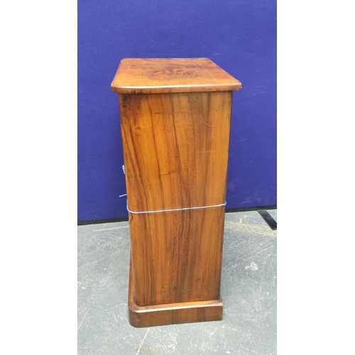 486 - Late Victorian inlaid walnut inlaid walnut music cabinet, the glazed door enclosing shelved interior... 