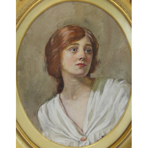 244 - Late 19th or Early 20th Century British School.Portrait of a lady.Watercolour and gouache over penci... 