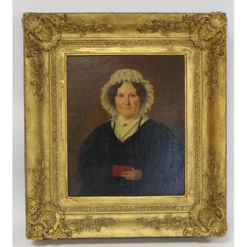 248 - Early 19th Century British School C.1830's, possibly Scottish.Portrait of a lady wearing a lace mob ... 