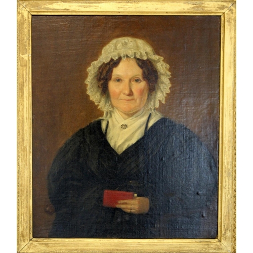 248 - Early 19th Century British School C.1830's, possibly Scottish.Portrait of a lady wearing a lace mob ... 