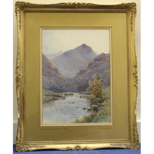 257 - Alfred De Breanski Jnr. (1880-1919).Snowdon from Nant Gwynant, North Wales.Watercolour.36.5cm x 26cm... 