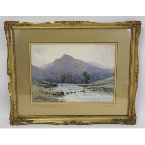 258 - Alfred De Breanski Jnr. (1880-1919).Moel Siabod, from the Llugwy River, North Wales.Watercolour.26cm... 