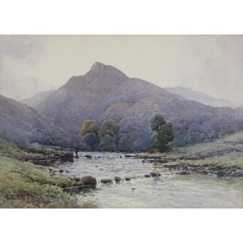 258 - Alfred De Breanski Jnr. (1880-1919).Moel Siabod, from the Llugwy River, North Wales.Watercolour.26cm... 