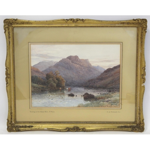 259 - Alfred De Breanski Jnr. (1880-1919).Evening on the Glaslyn River, North Wales.Watercolour.26.5cm x 3... 