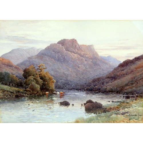 259 - Alfred De Breanski Jnr. (1880-1919).Evening on the Glaslyn River, North Wales.Watercolour.26.5cm x 3... 