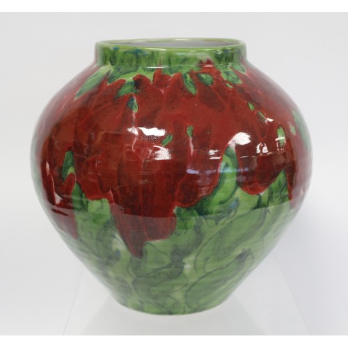 234 - Large Dartington Pottery Janice Tchalenko studio pottery vase of ovoid form decorated with stylised ... 