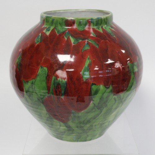 234 - Large Dartington Pottery Janice Tchalenko studio pottery vase of ovoid form decorated with stylised ... 