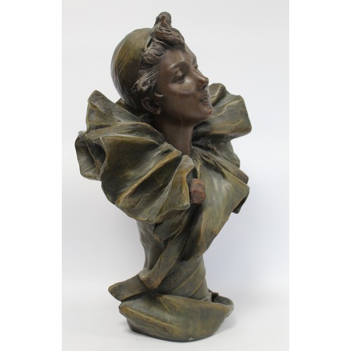 235 - Late 19th/early 20th century Continental patinated bronze bust of Pierrette, signed R. Allard, 55cm ... 