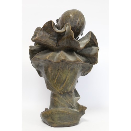 235 - Late 19th/early 20th century Continental patinated bronze bust of Pierrette, signed R. Allard, 55cm ... 