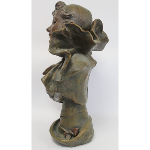 235 - Late 19th/early 20th century Continental patinated bronze bust of Pierrette, signed R. Allard, 55cm ... 