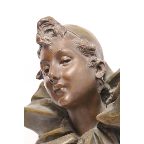 235 - Late 19th/early 20th century Continental patinated bronze bust of Pierrette, signed R. Allard, 55cm ... 