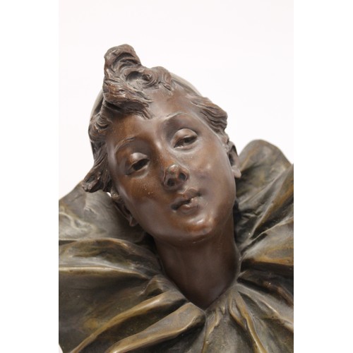 235 - Late 19th/early 20th century Continental patinated bronze bust of Pierrette, signed R. Allard, 55cm ... 