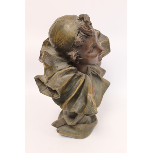 235 - Late 19th/early 20th century Continental patinated bronze bust of Pierrette, signed R. Allard, 55cm ... 